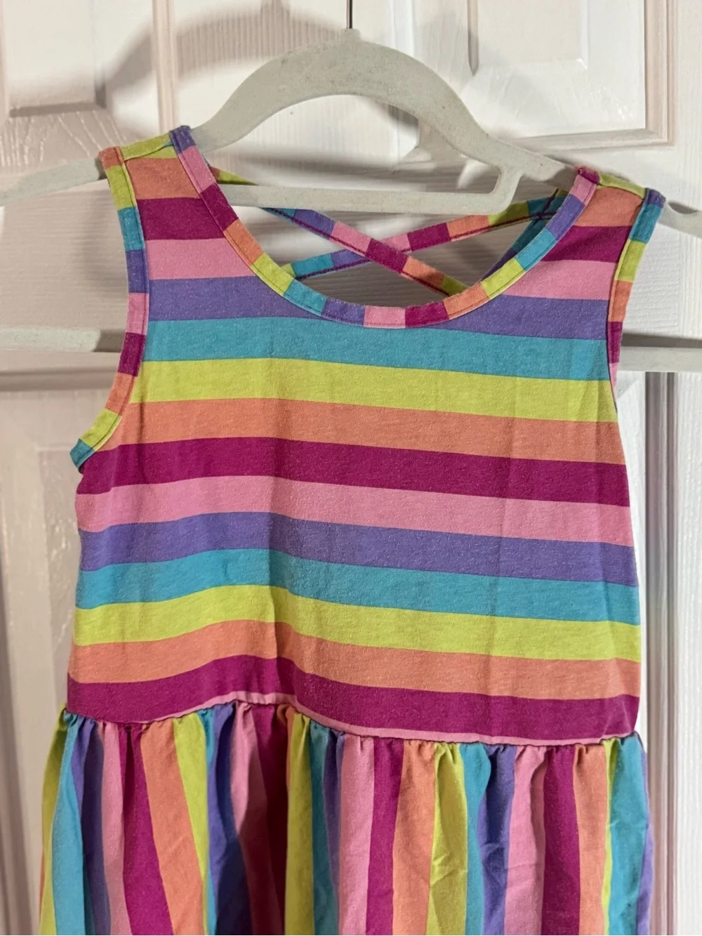 ✨5/$12 the Children’s Place rainbow Stripe Sleeveless Dress girls medium 7/8 - Picture 4 of 7